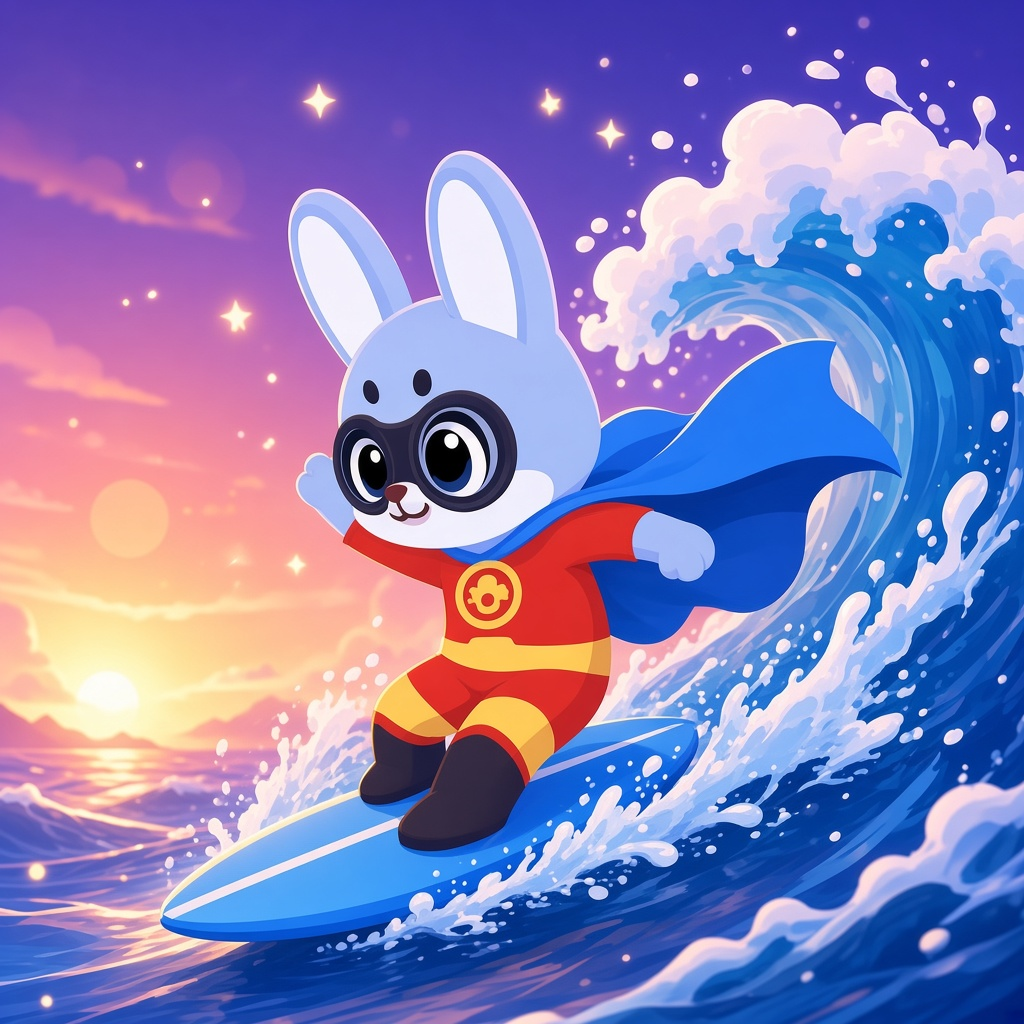 Giggle Hero surfing a giant wave